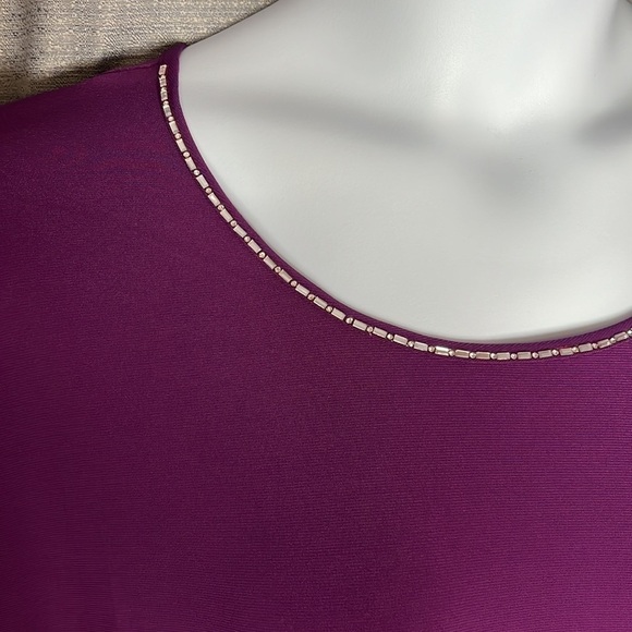 BLOSSOM BY P PURPLE 3/4 SLEEVED ASYMMETRICAL HANKY HEM BLOUSE SIZE 3XL - Picture 3 of 6